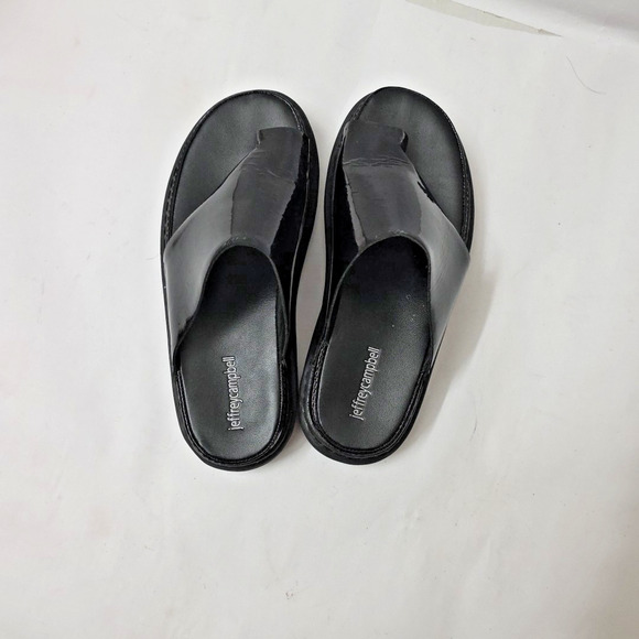 Jeffrey Campbell Chopper Platform Sandal Black Patent Leather Y2K size 9 - Picture 11 of 11